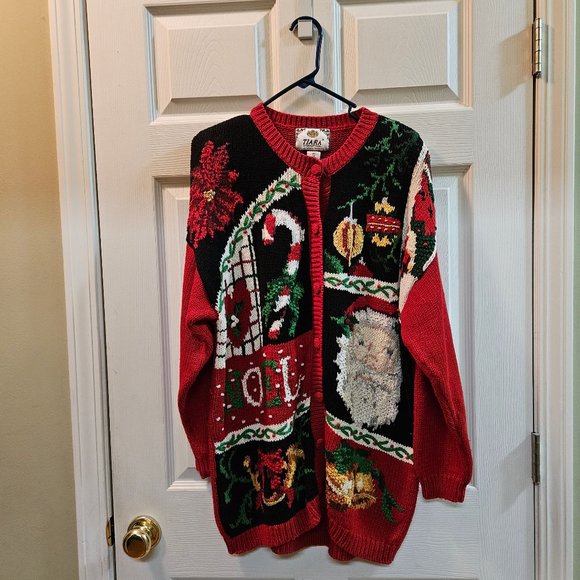 Women's Button Down Christmas Cardigan Sweater - Size XL - Picture 1 of 8